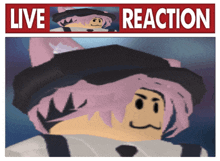 a poster that says live reaction with a picture of a girl in a hat