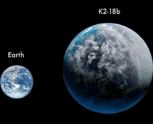 a picture of earth and k2-18b showing the size of the earth