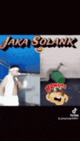 a man in a bandage is standing in front of a sign that says ' jaka solank '