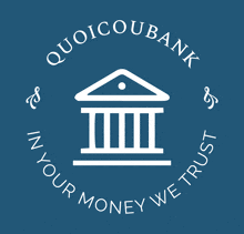 a blue and white logo for quoicoubank