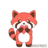 a cartoon of a red panda with hearts coming out of its head and the words shiningpandas on the bottom