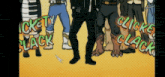 a group of people are standing next to each other with the words clicke clack written on the bottom