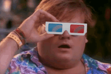 a man is wearing a pair of 3d glasses with a surprised look on his face