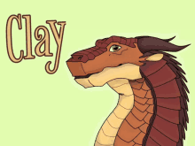 a drawing of a dragon with the word clay written above it