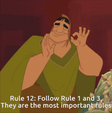 a cartoon of king emperor giving an ok sign with the words rule 12 follow rule 1 and 3 they are the most important rules