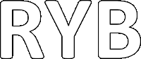 a black and white outline of the word ryb on a white background