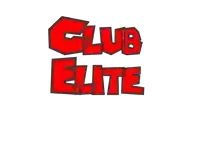 a white background with red letters that read club elite