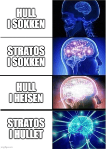 a picture of a brain with the words hull i sokken stratos i sokken hull i heisen stratos i hullet on it