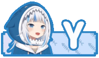 a picture of a shark girl with the letter y in the corner