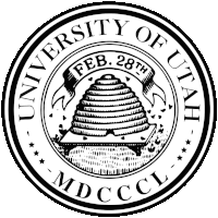 a black and white university of utah seal