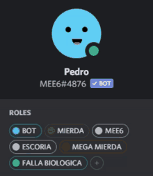 a screenshot of pedro 's profile with a smiley face