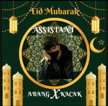 a poster for assistant abang x kacak with a picture of a man in a mask