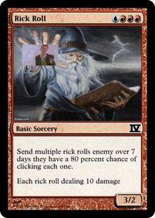 a card that says rick roll on the front