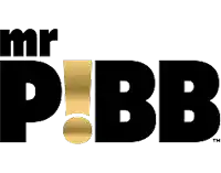 a black and gold logo for mr pibb