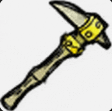 a cartoon drawing of a hammer with a yellow handle .