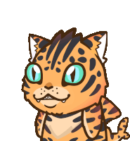 a cartoon of a tiger with blue eyes