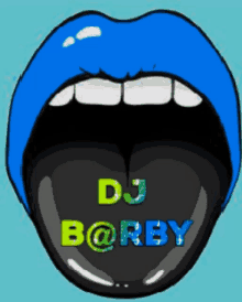 a cartoon drawing of a woman 's mouth with the words dj borby written on it