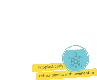 a turtle in a circle with the words noplasticjuly refuse plastic with awenest.in