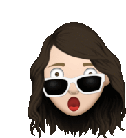 a cartoon of a woman wearing sunglasses with a surprised expression on her face