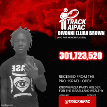 a poster for track aipac showing a man taking a selfie