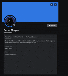 a screenshot of dexter morgan 's profile page