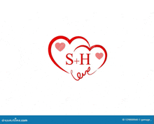 the letters s and h are in the shape of hearts .