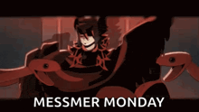 a poster for messmer monday with a cartoon character
