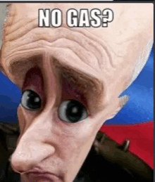 a cartoon of a man with the words no gas written on his head