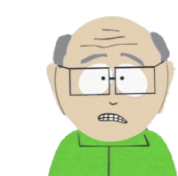 a cartoon character with glasses and a green shirt looks sad