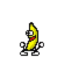a pixel art of a banana with arms and legs