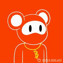a cartoon character wearing a hat and a necklace with the letter mb on it