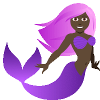 a cartoon illustration of a mermaid with purple hair and a purple tail