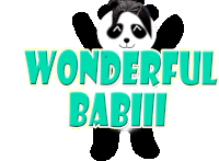 a panda bear with the words wonderful babiii behind it