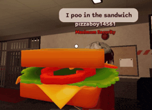 a cartoon of a sandwich says i poo in the sandwich pizzaboy14569 maximum security