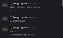 a screenshot of a conversation between george lopatin