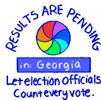 a blue sign that says results are pending in georgia