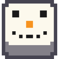 it looks like a pixel art of a snowman with a square nose .