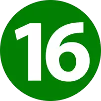 a green circle with the number 16 in white letters