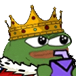 a cartoon frog wearing a crown and holding a purple star .