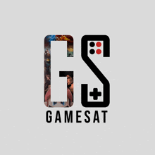 a logo for a company called gamesat with a collage of images