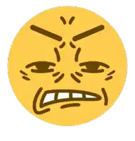 a yellow smiley face with a very angry look on its face