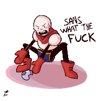 a drawing of papyrus with the words sans what the fuck written below him