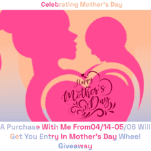 a poster for celebrating mother 's day with a silhouette of a woman and child