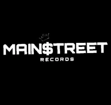 a logo for main street records with a crown on it on a black background .