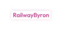 a pink logo for railway byron is on a white background