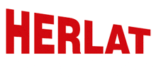 the word herlat is written in red letters on a white background