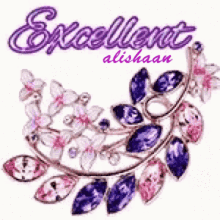 a picture of a necklace with purple and pink flowers and the words excellent alishaan