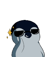 a cartoon of a penguin wearing sunglasses and a black hat