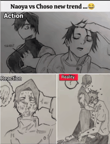 a drawing of naoya vs choso new trend action reaction and reality
