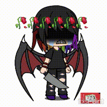 a cartoon character with wings and a knife says i hate everything .